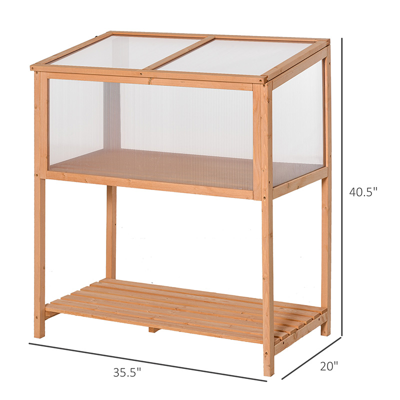 36' x 20' x 41' Greenhouse Raised Potted Plant Protection Box Outdoor with Openable Top, Wooden Cold Frame Orange