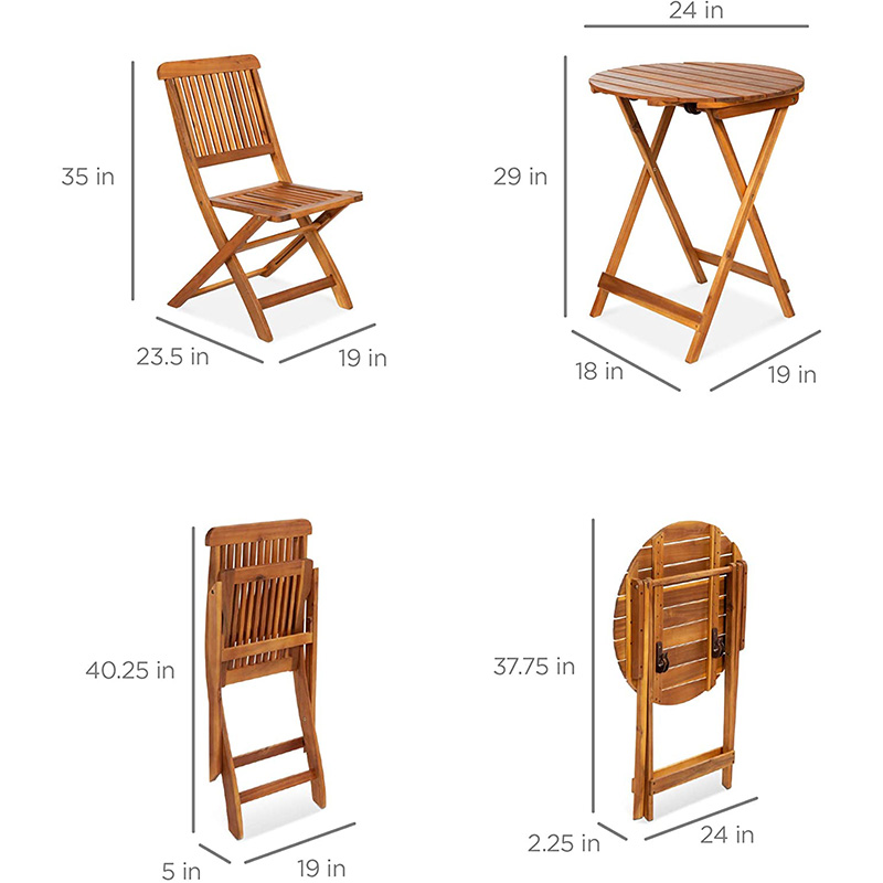 3-Piece Bistro Set w/ Folding Table, 2 Chairs