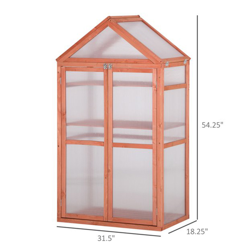 32' x 19' x 54' Wooden Cold Frame Greenhouse for Plants PC Board Orange