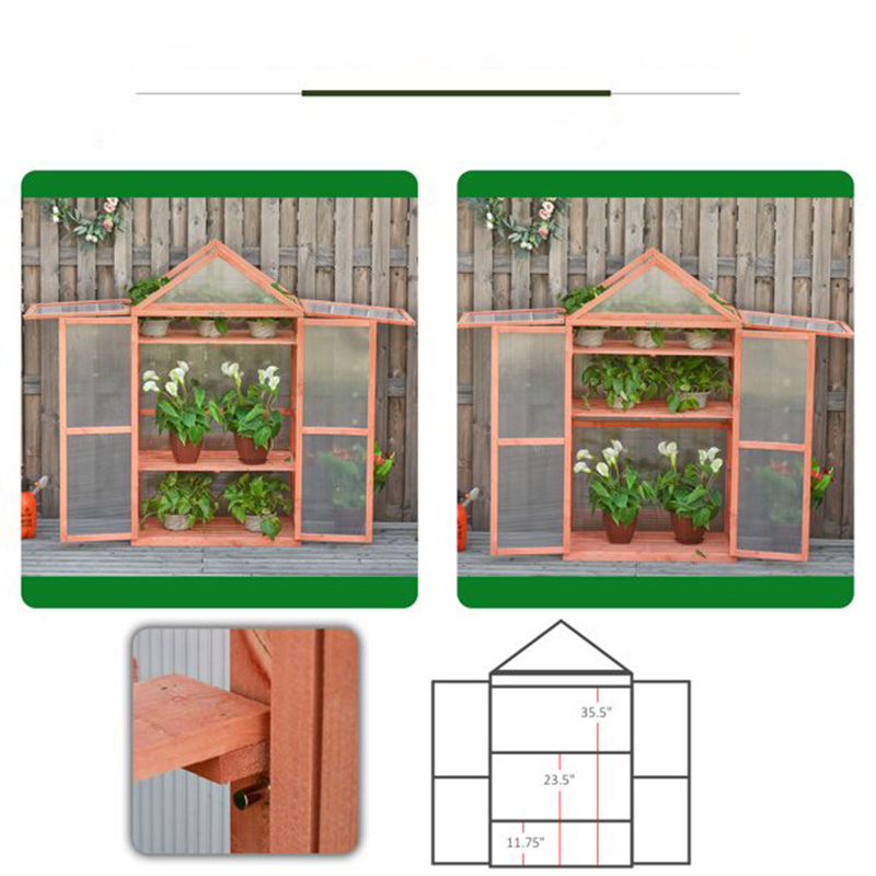 32' x 19' x 54' Wooden Cold Frame Greenhouse for Plants PC Board Orange