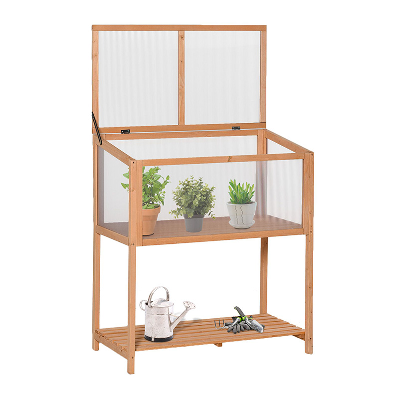 36' x 20' x 41' Greenhouse Raised Potted Plant Protection Box Outdoor with Openable Top, Wooden Cold Frame Orange