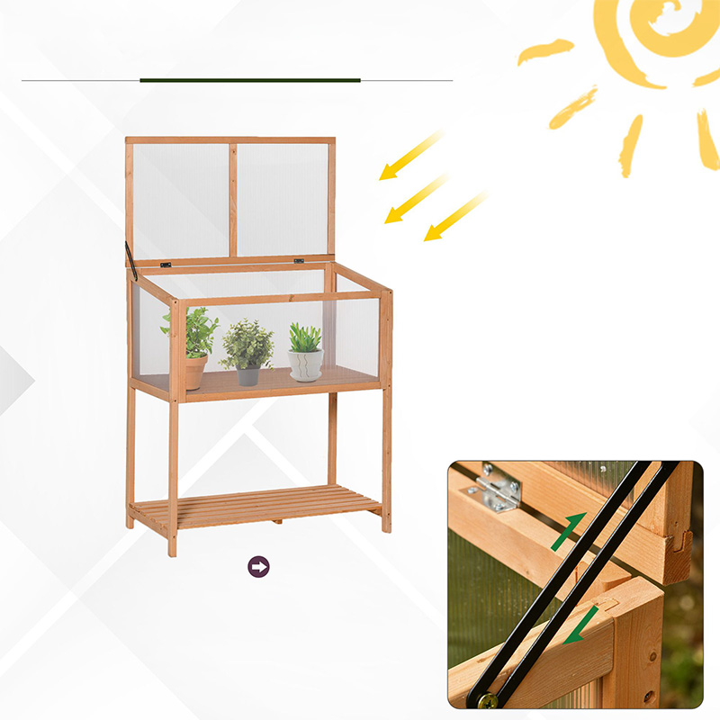 36' x 20' x 41' Greenhouse Raised Potted Plant Protection Box Outdoor with Openable Top, Wooden Cold Frame Orange