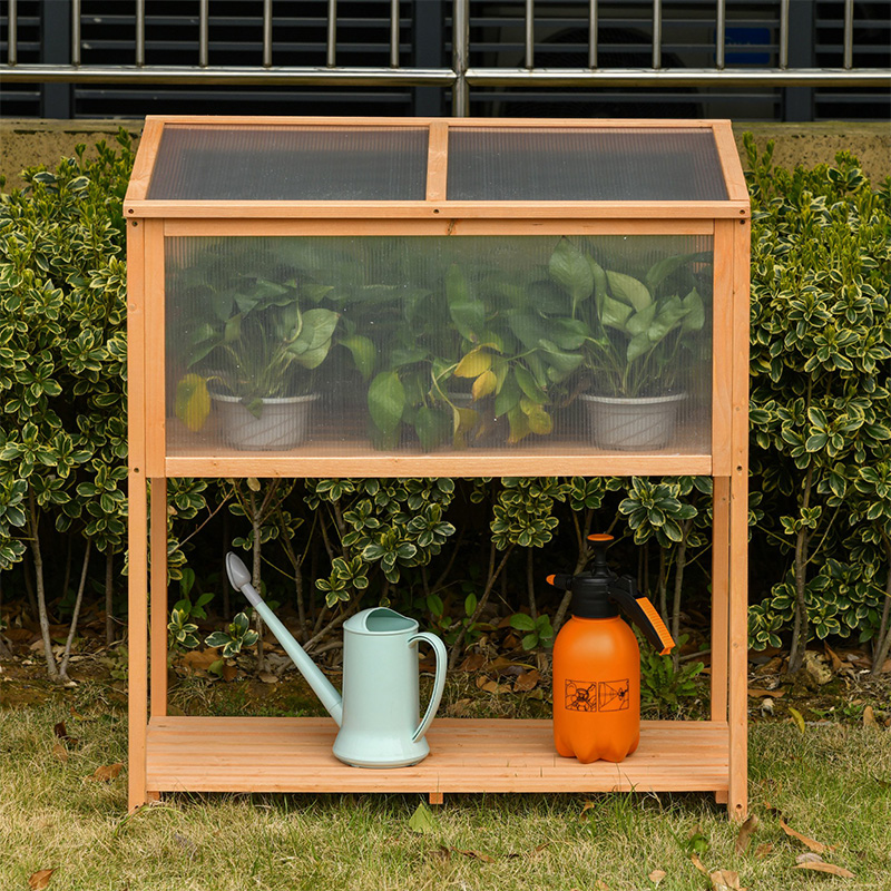 36' x 20' x 41' Greenhouse Raised Potted Plant Protection Box Outdoor with Openable Top, Wooden Cold Frame Orange