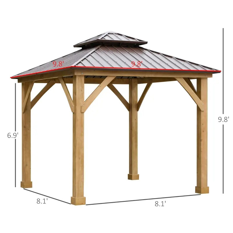 10' x 10' Hardtop Gazebo Patio Canopy Shelter Outdoor w/ Steel Double Tier Roof