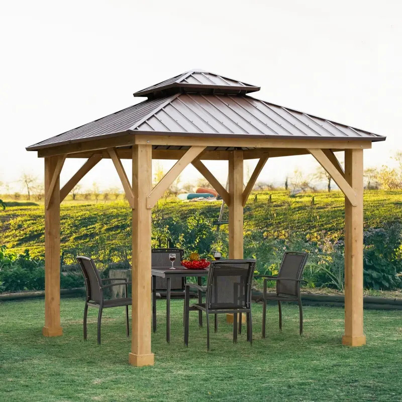 10' x 10' Hardtop Gazebo Patio Canopy Shelter Outdoor w/ Steel Double Tier Roof