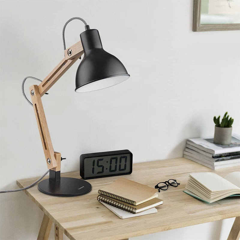 Wood Swing Arm Desk Lamp, Designer, Reading Lights, Study Lamp, Work Lamp, Office Lamp, Bedside Nightstand Lamp - White dgsfwsdwr/Black