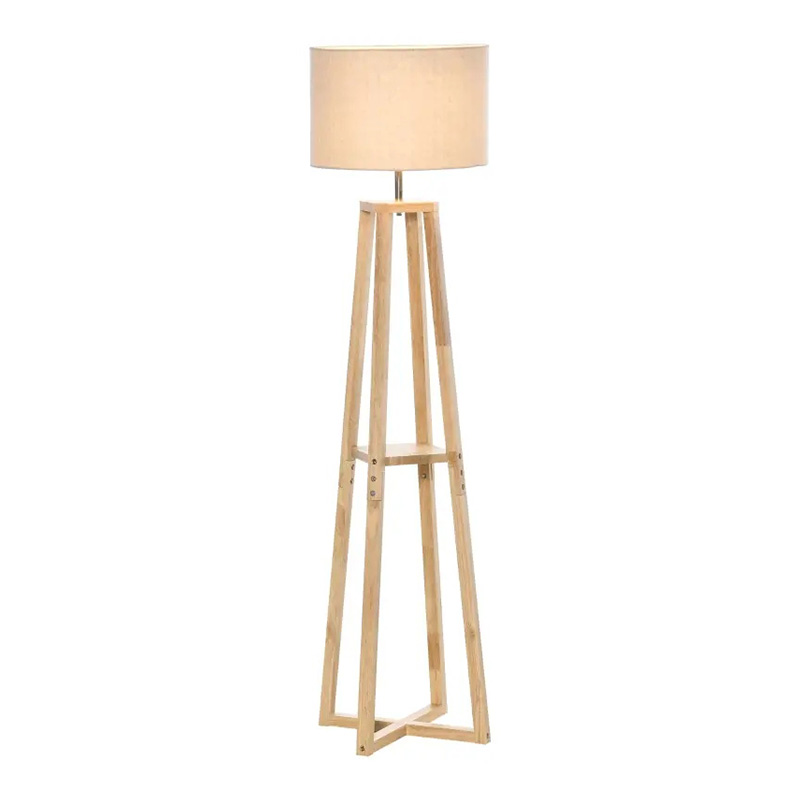 Modern Standing Floor Lamp Bedroom Light w/ Drum Lampshade, Foot Pedal Switch