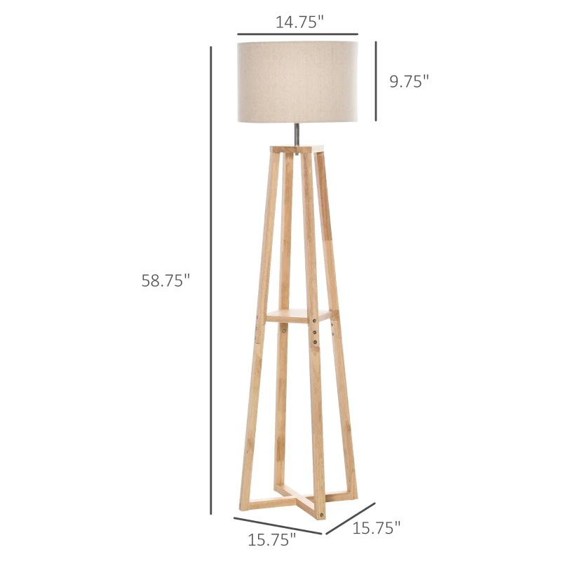 Modern Standing Floor Lamp Bedroom Light w/ Drum Lampshade, Foot Pedal Switch