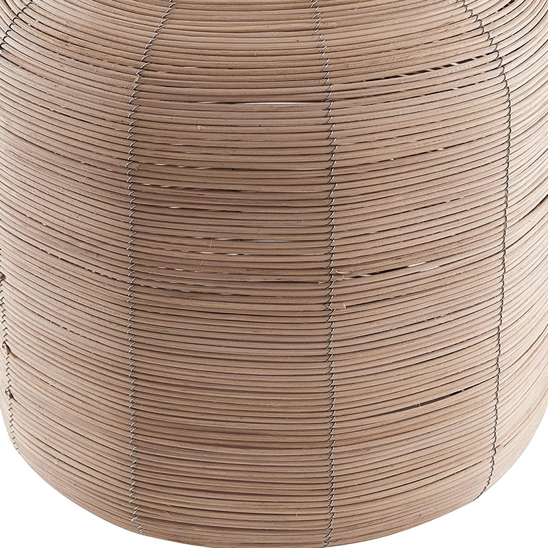 26.5' Tall Oversized/Rattan Table Lamp with Fabric Shade in Natural Rattan/Brass /White