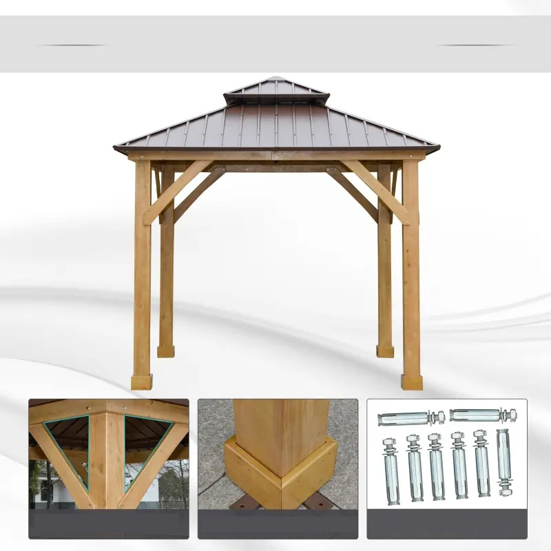 10' x 10' Hardtop Gazebo Patio Canopy Shelter Outdoor w/ Steel Double Tier Roof