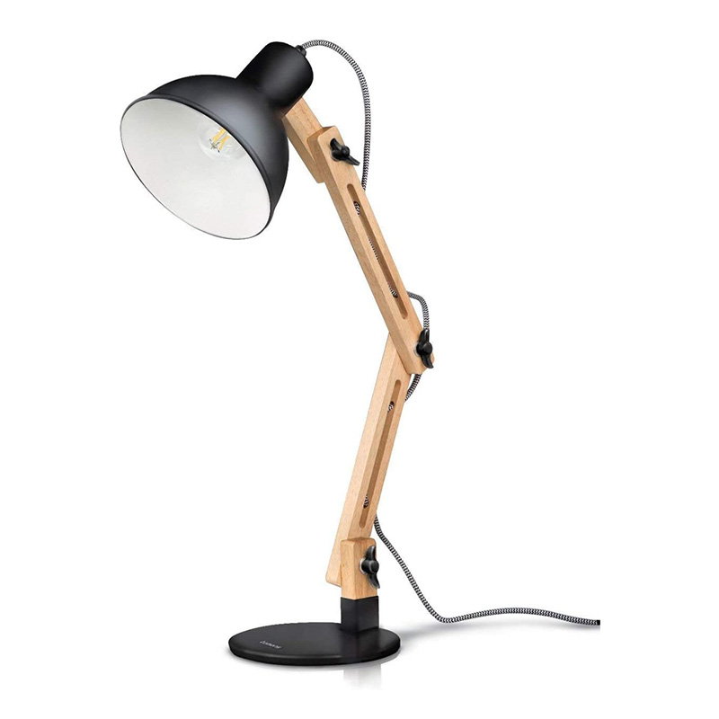 Wood Swing Arm Desk Lamp, Designer, Reading Lights, Study Lamp, Work Lamp, Office Lamp, Bedside Nightstand Lamp - White dgsfwsdwr/Black