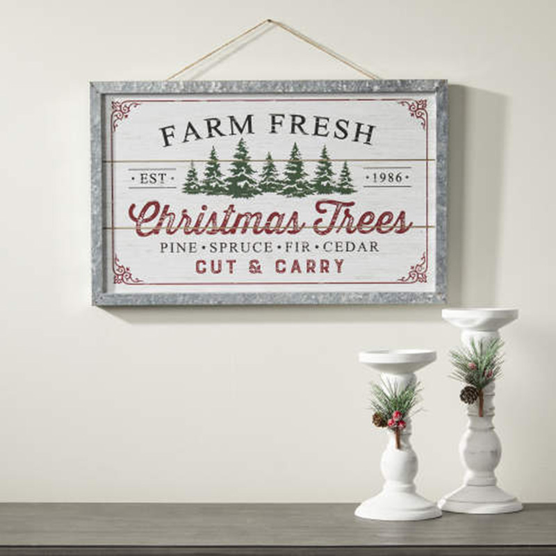 'Farm Fresh Christmas Trees' Framed Hanging Wall Decor