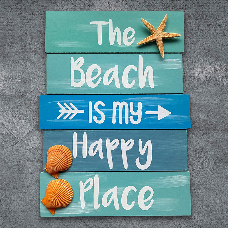 The Beach is My Happy Place Sign - Beach House Decor - Wood Sign