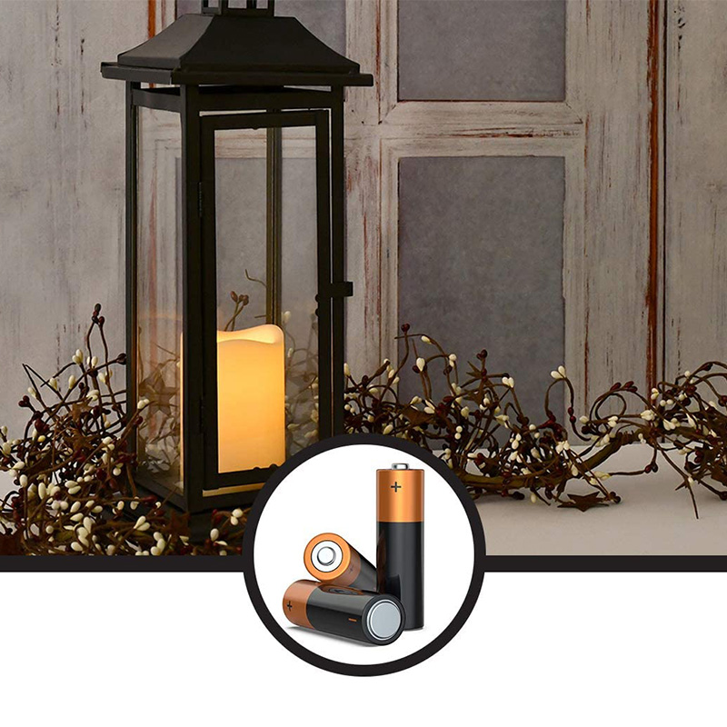 Metal Lantern with Battery Operated Candle - Traditional Black, 17' Lantern