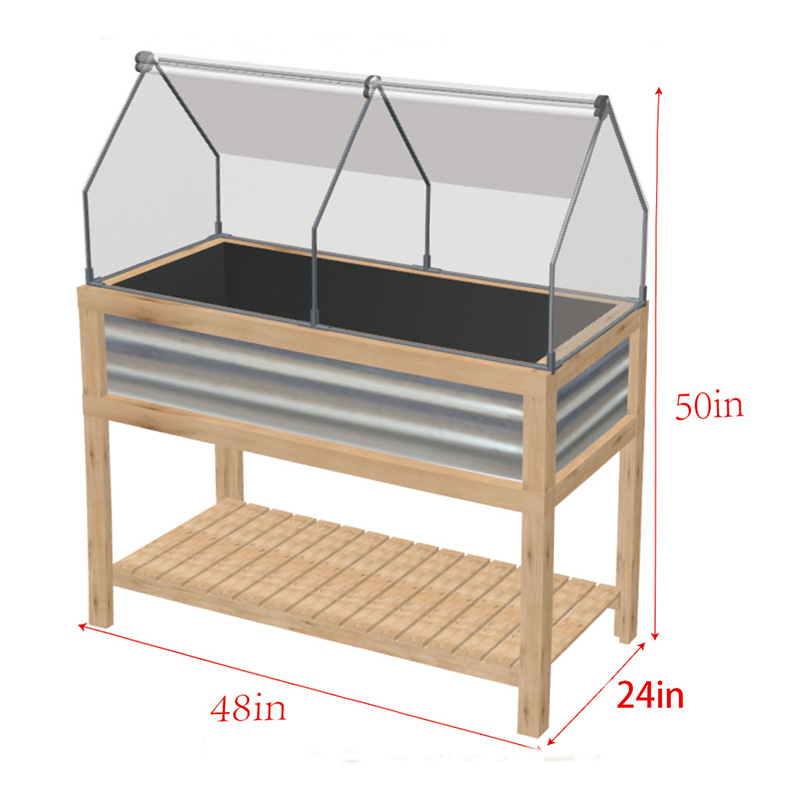 36' x 20' x 41' Greenhouse Raised Potted Plant Protection Box Outdoor with Openable Top, Wooden Cold Frame Orange