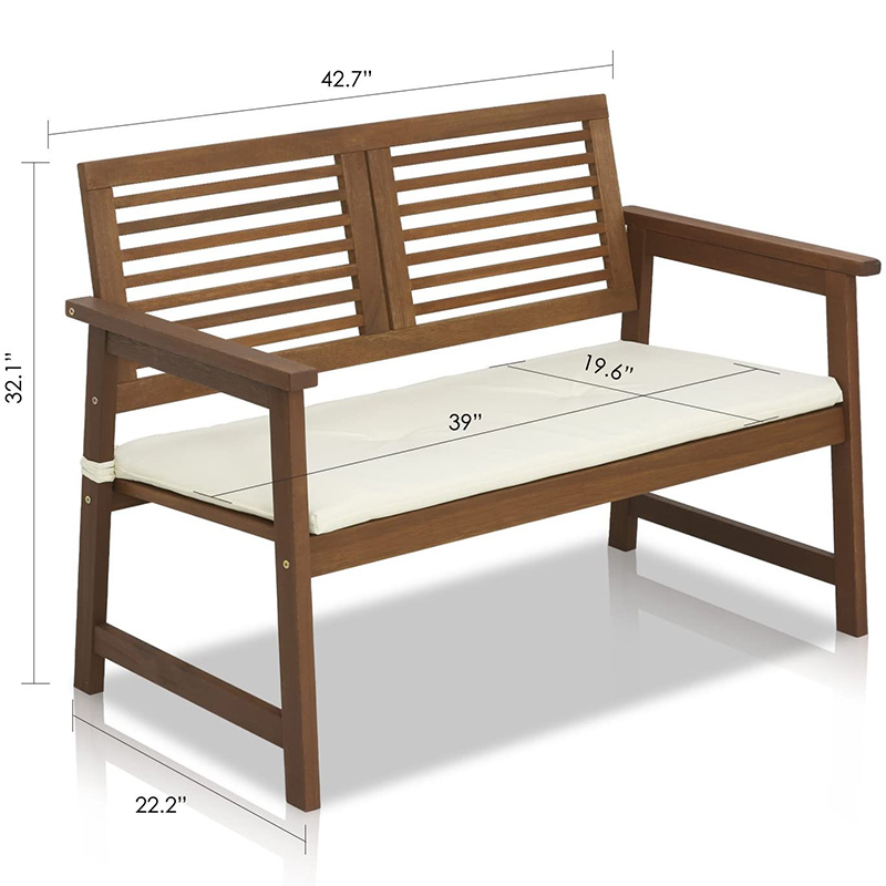 Outdoor Foldable Garden Bench, 2-Seater Patio Wooden Bench, Loveseat Chair with Backrest and Armrest for Patio, Porch or Balcony, Yellow