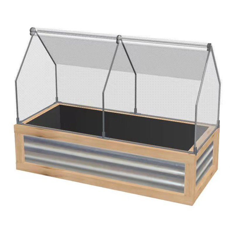 Raised Garden Flower Bed Kit w/ Greenhouse, Wooden Cold Frame Planter, Natural