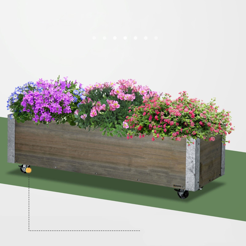 Raised Garden Bed 48x24x32in Mobile Elevated Wood Planter w/ Lockable Wheels, Storage Shelf, Liner