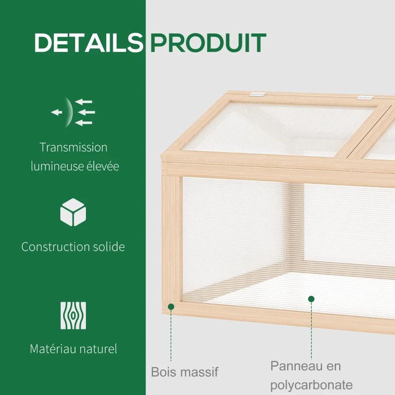 Raised Garden Flower Bed Kit w/ Greenhouse, Wooden Cold Frame Planter, Natural