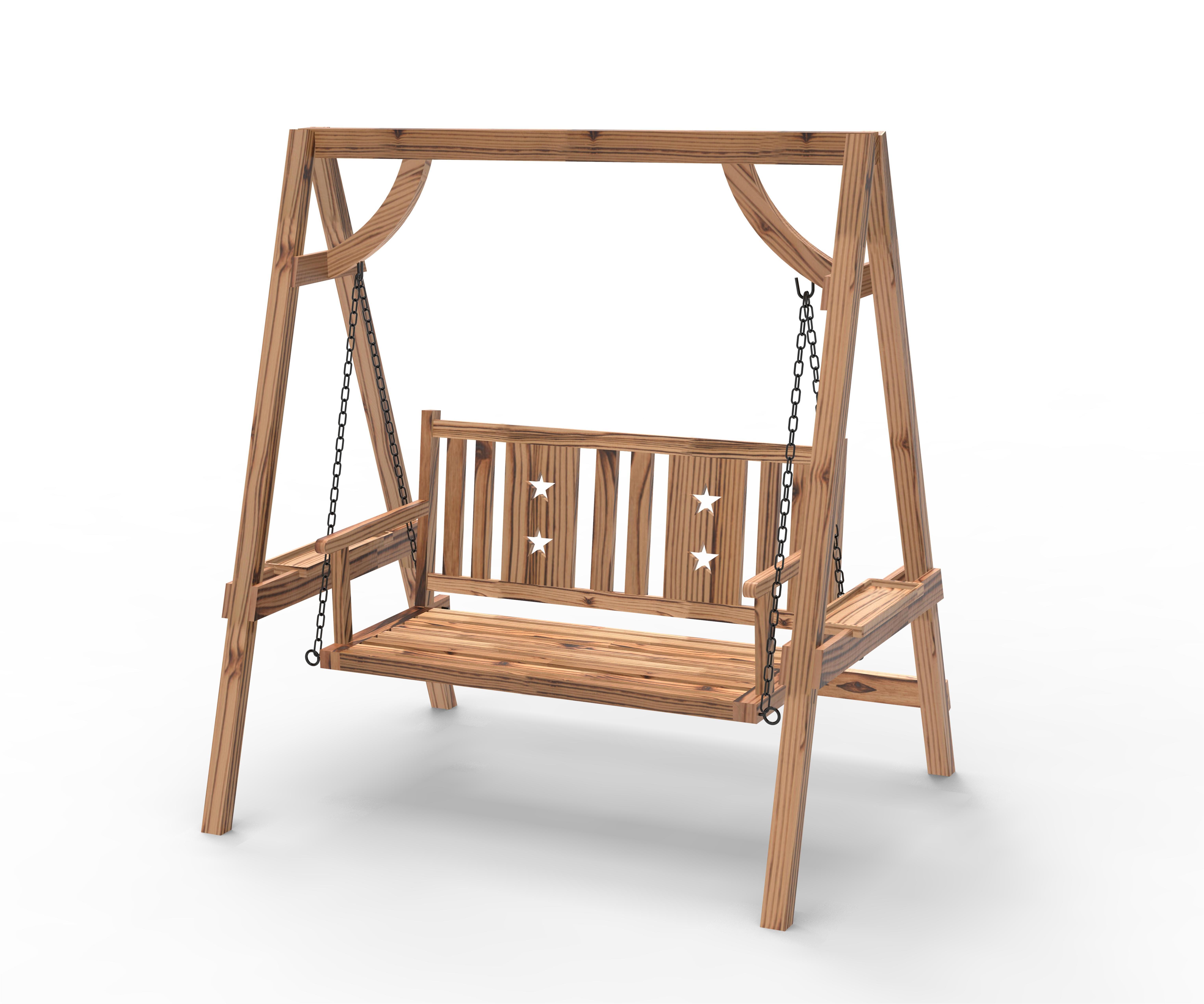 2-Person Outdoor Swing Porch Swing with Wooden Stand, Strong A-Frame Design, & Adjustable Water-Fighting Canopy, Rustic style swing