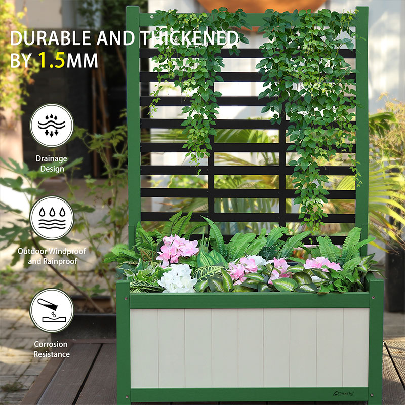 Solid Wood Flower Box Planting Bed With  Climbing Trellis