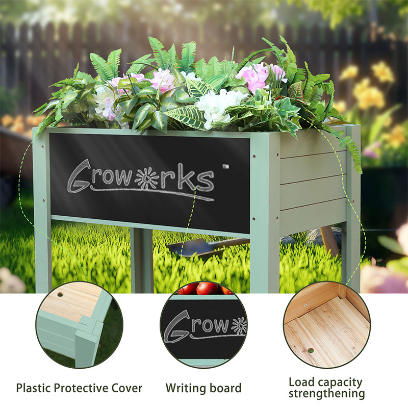 Flower Box Planting Bed With Children's Small Blackboard